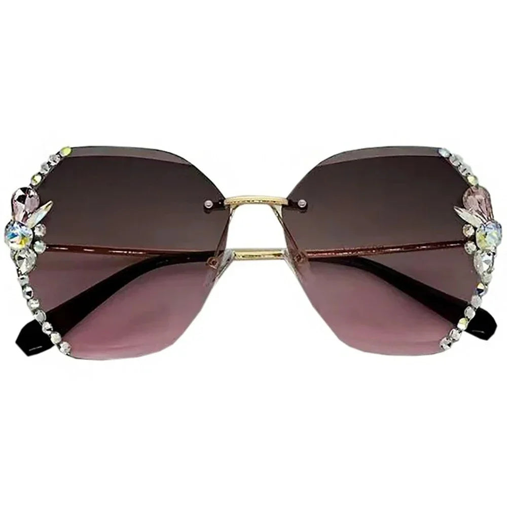 2025 Luxury Design Vintage Rimless Rhinestone Sunglasses