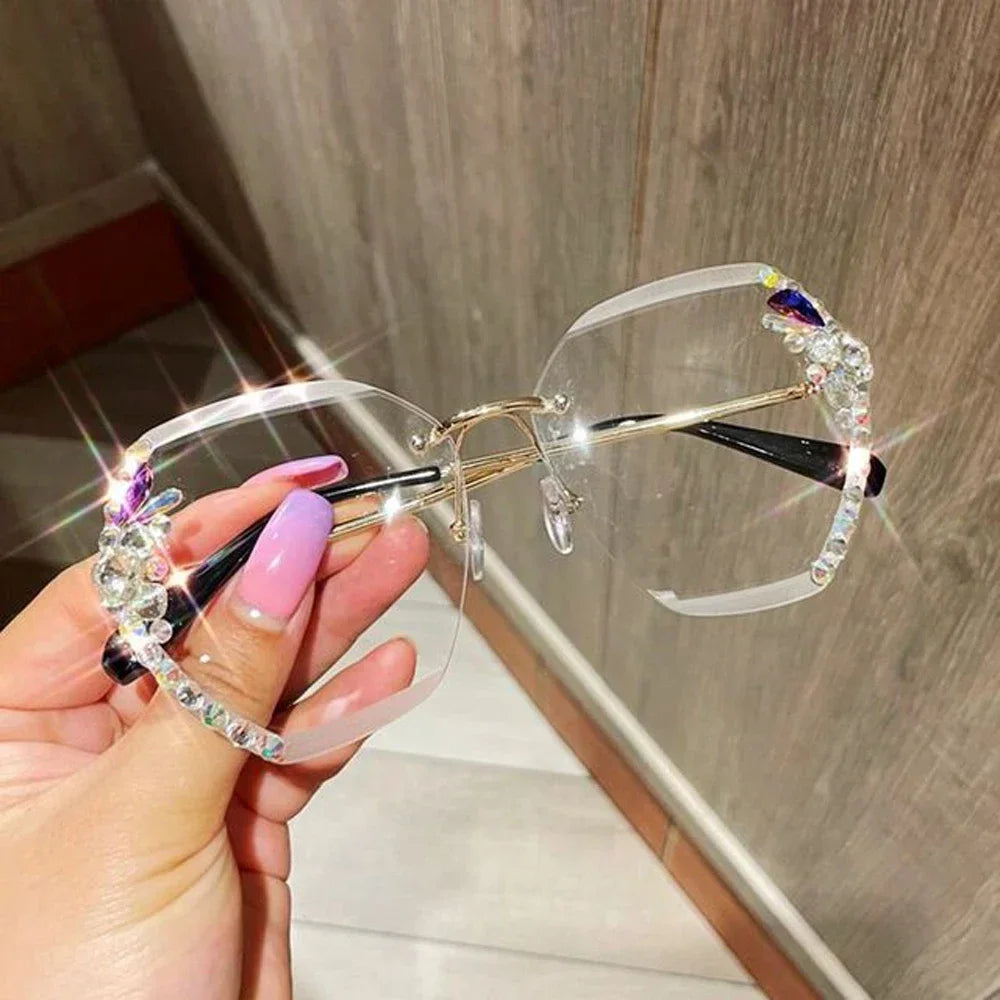 2025 Luxury Design Vintage Rimless Rhinestone Sunglasses