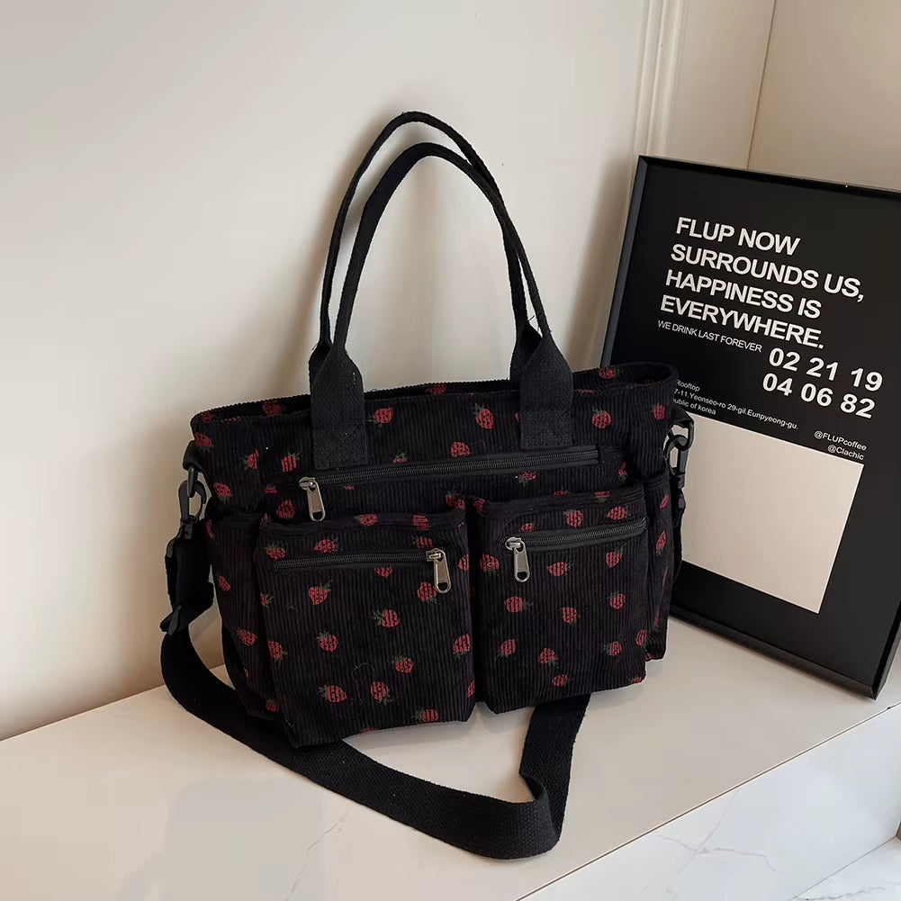 Trendy Women's Strawberry Commuter Bag with Zipper Closure