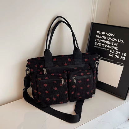 Trendy Women's Strawberry Commuter Bag with Zipper Closure