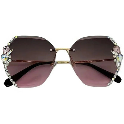 2025 Luxury Design Vintage Rimless Rhinestone Sunglasses