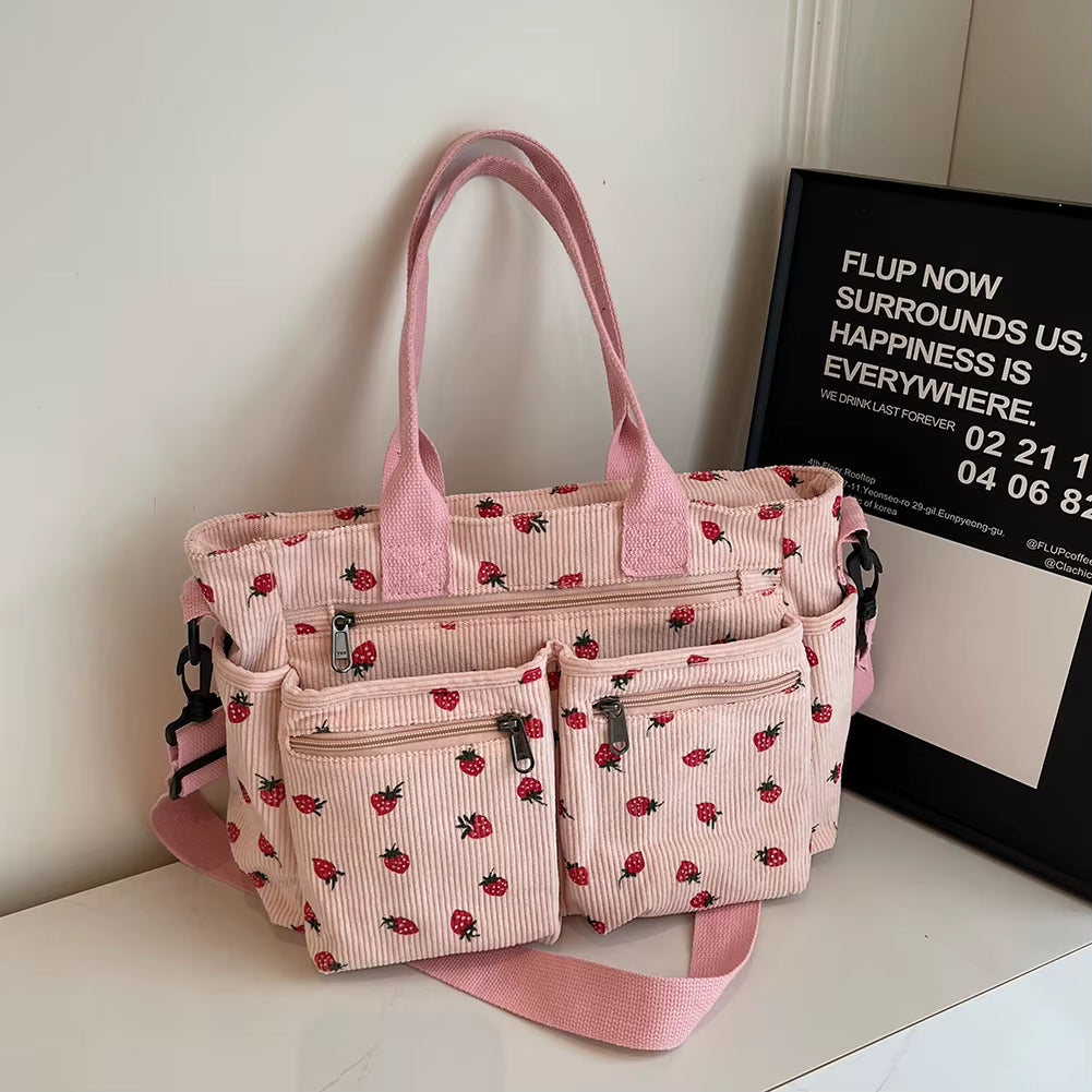 Trendy Women's Strawberry Commuter Bag with Zipper Closure