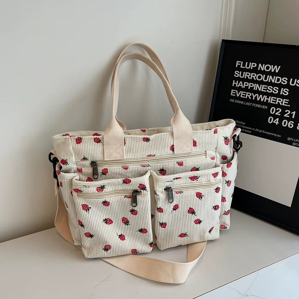 Trendy Women's Strawberry Commuter Bag with Zipper Closure