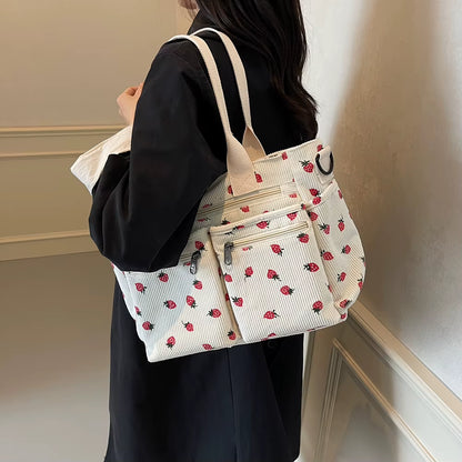 Trendy Women's Strawberry Commuter Bag with Zipper Closure