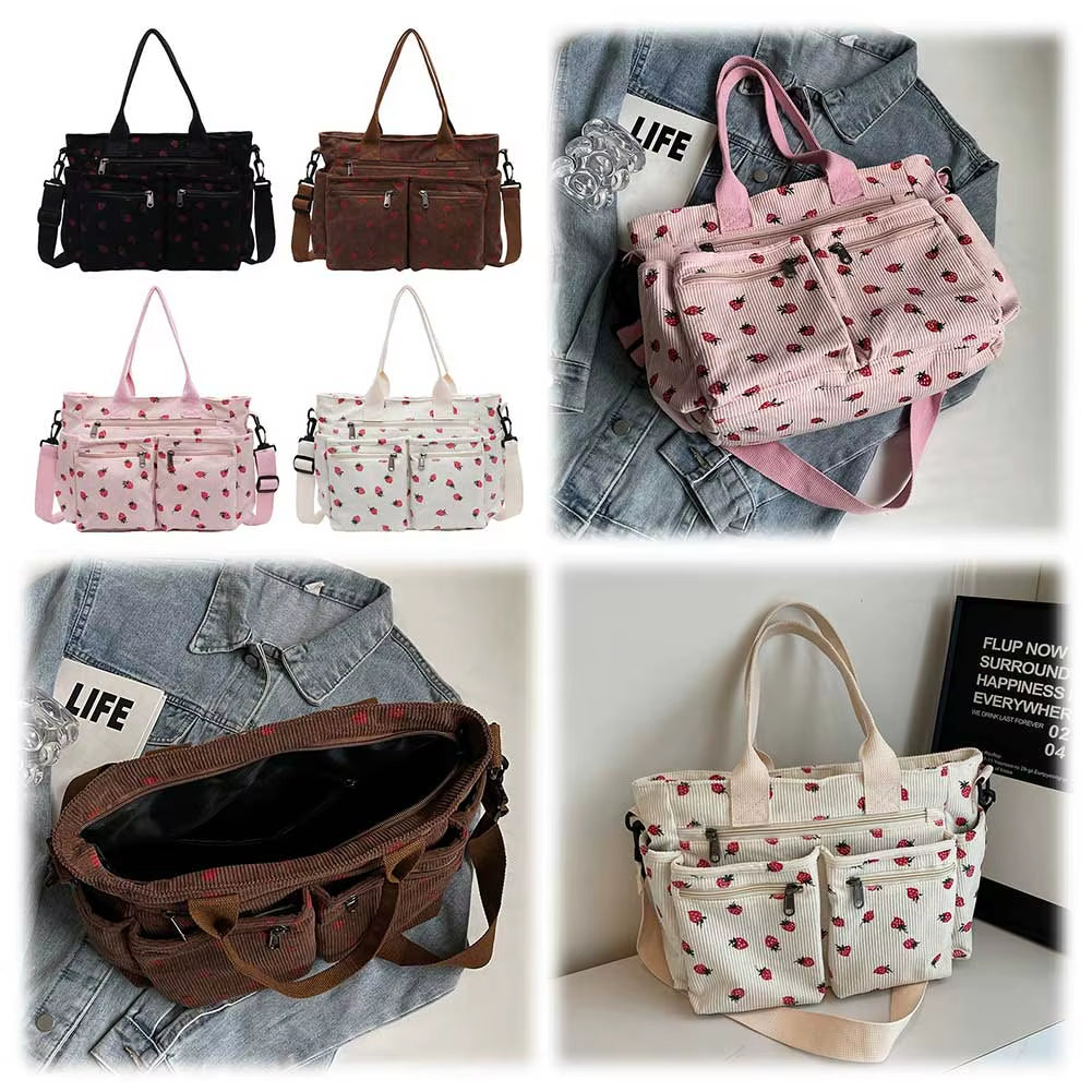 Trendy Women's Strawberry Commuter Bag with Zipper Closure