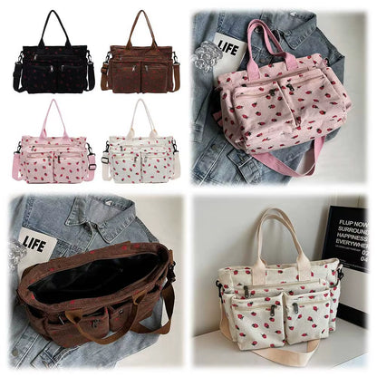 Trendy Women's Strawberry Commuter Bag with Zipper Closure